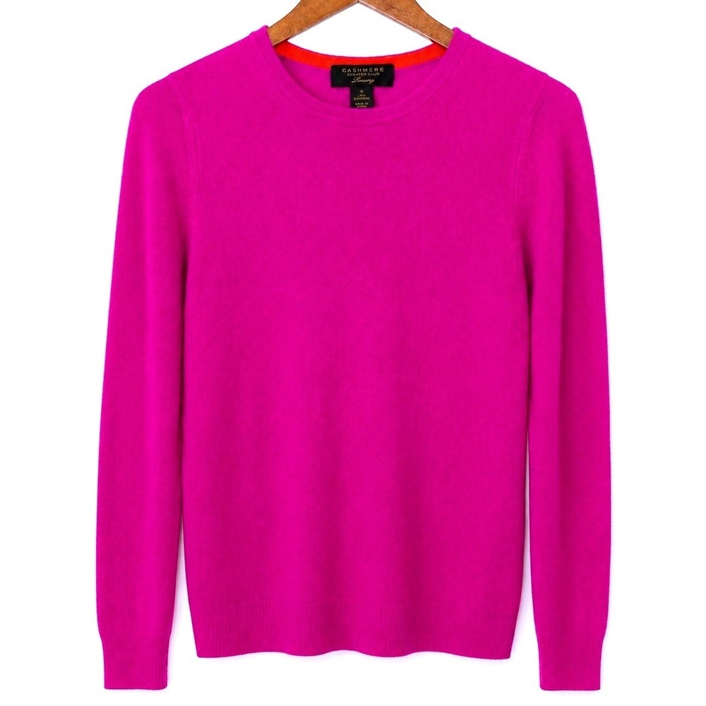 Charter Club Luxury 100% Cashmere Sweater Womens Small Fushia Pink Crewneck